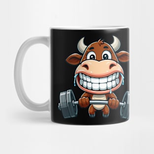 Cow bull steer weightlifter barbell Mug